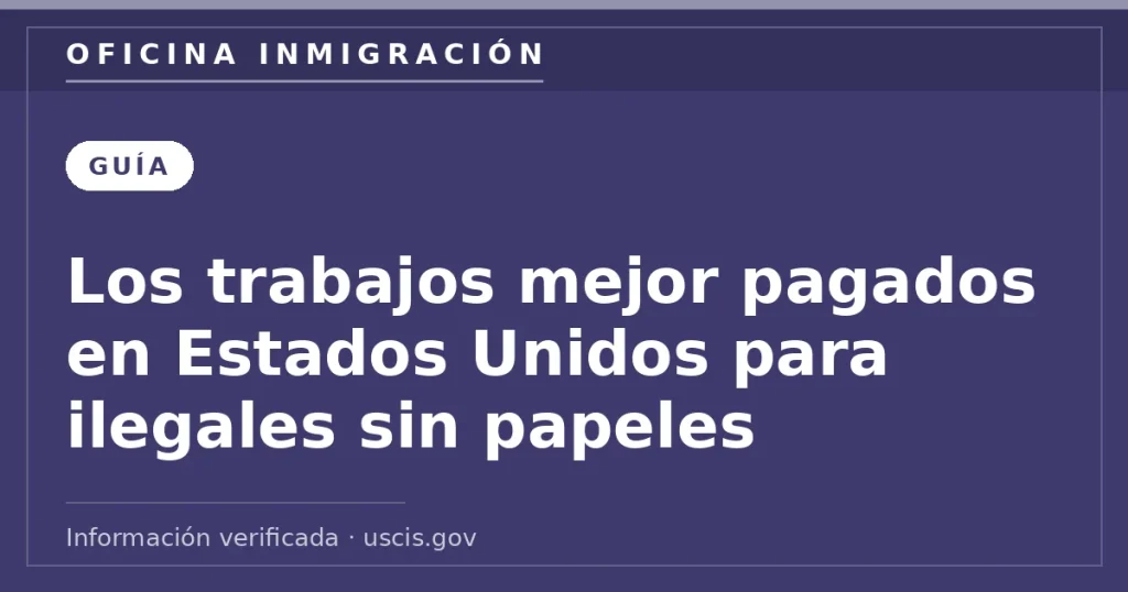 Los trabajos mejor pagados en Estados Unidos para ilegales sin papeles — Oficina Inmigración. Información verificada con uscis.gov.